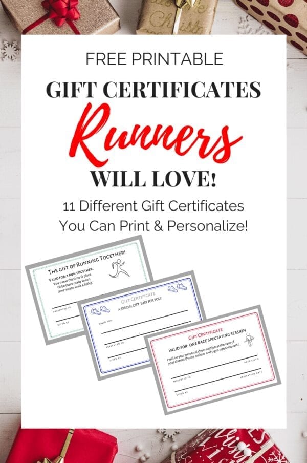 Gift Certificates for Runners - FREE Printable of 11 Different Options ...