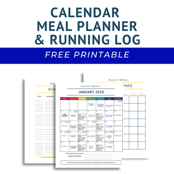January Calendar, Running Log and Planner - free printable - Run Eat Repeat