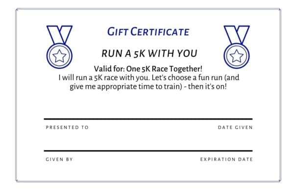 Running Gift Certificates 5K free pdf