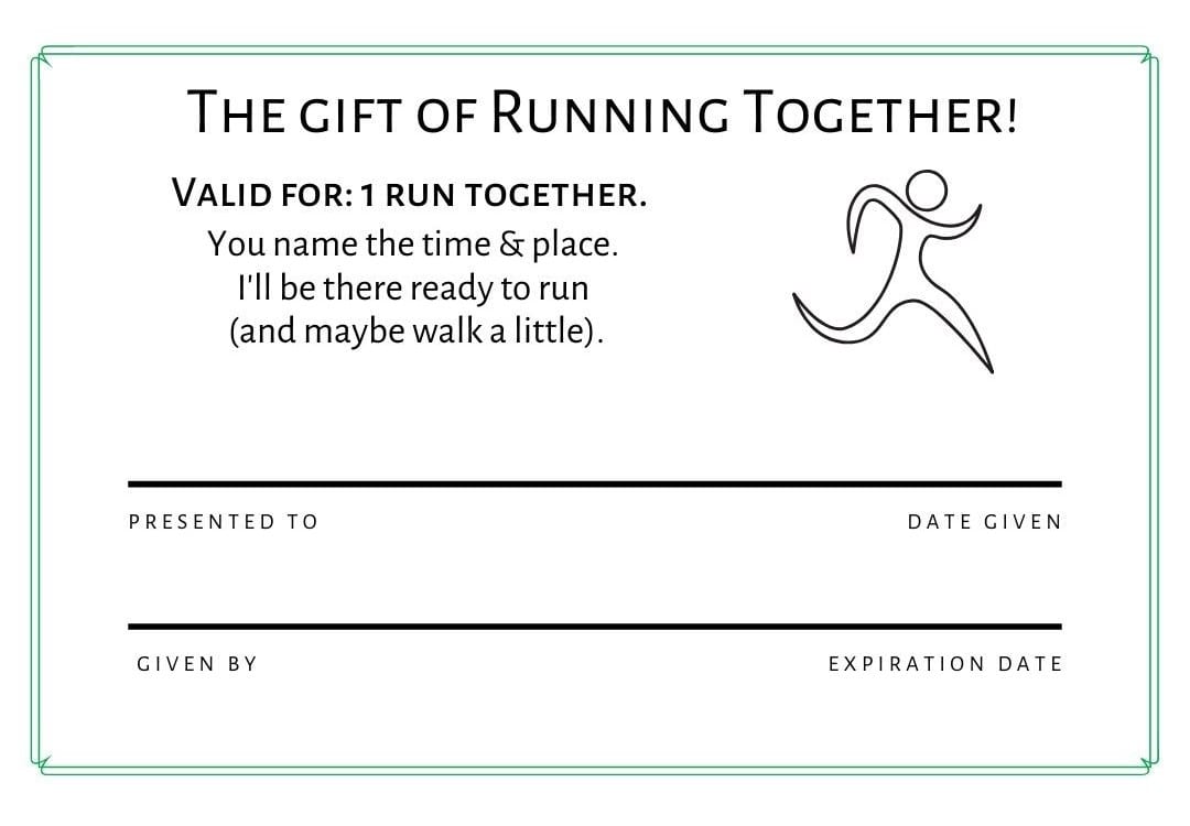 Gift Certificates for Runners FREE Printable of 11 Different Options! Gear Up to Fit