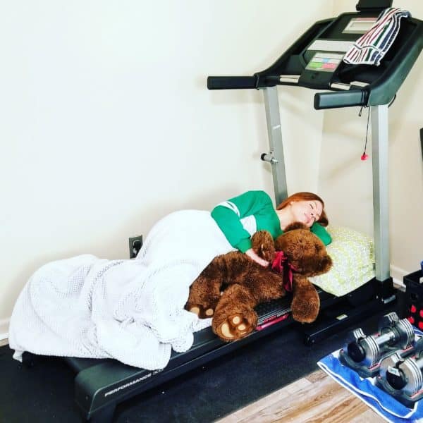 sleeping on a treadmill RunEatRepeat.com