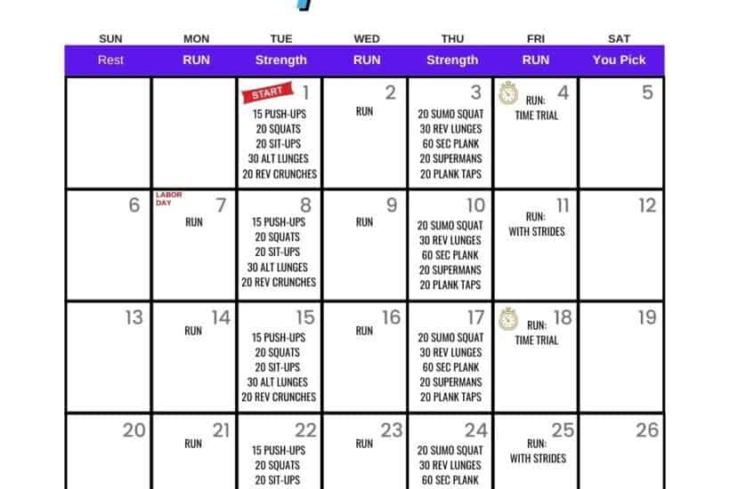 Running Workout Calendar