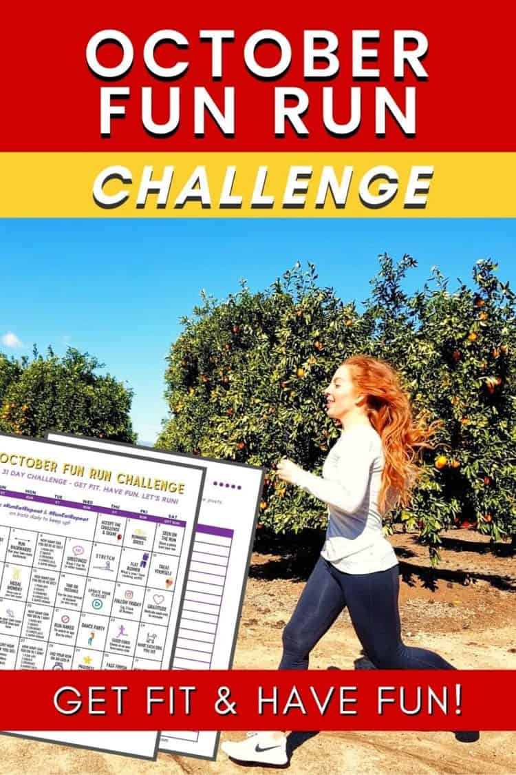 Fun Run Challenge October Running Calendar Free Printable Run Eat