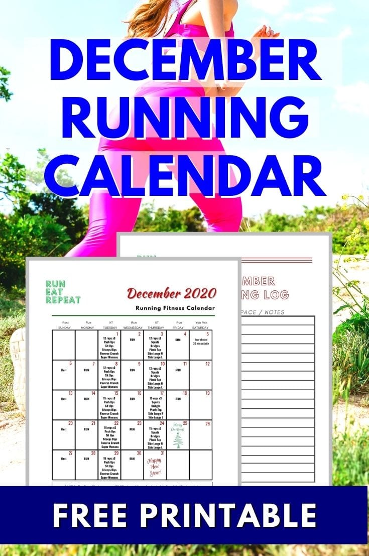 December Running Calendar FREE Printable Workout Planner Health