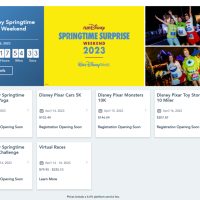 Run Disney Spring Time Surprise Race Registration Info