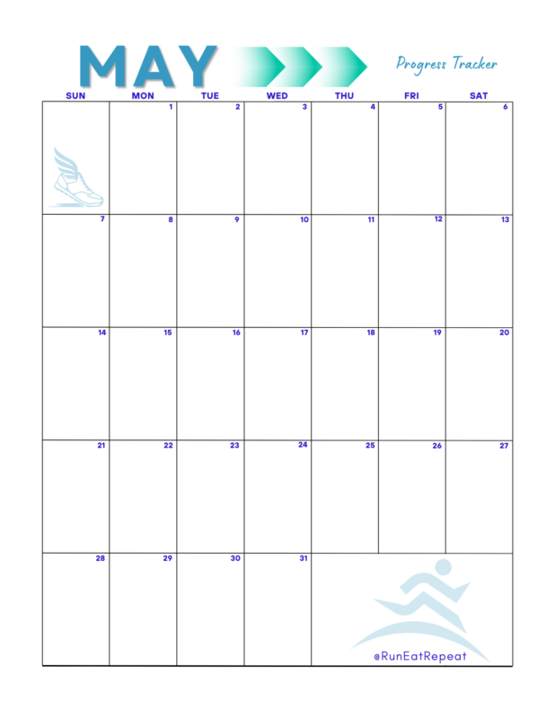 May 2023 Calendar Running Miles Tracker