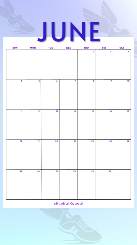 Instagram Story Template for Runners JUNE CALENDAR