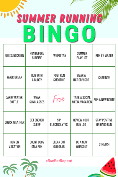 Summer Running Bingo Game free instagram template
