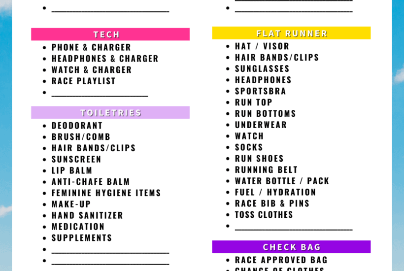 Run Disney Race Packing List