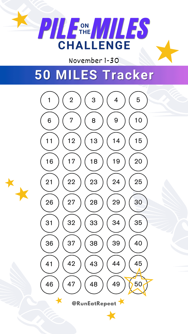 Running Challenge 50 Mile Tracker instagram digital