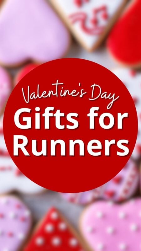 White text on red valentines gift for runners